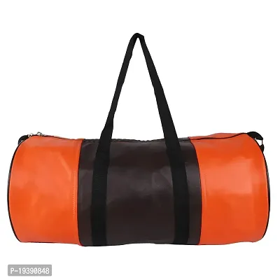 SHIRA 24 Duffles Sports Synthetic Leather Gym Bag with Shoulder Strap for Men and Women || Gym Bag (Orange_Brown)-thumb2
