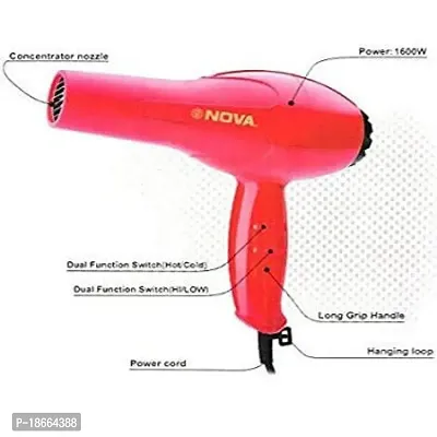 Foldable 1800 Watts Hair Dryer With Heat  Cool Setting And Detachable Nozzle Hair Dryer,Baal Sukhna Vala Machine,With assorted Red and Black..-thumb5