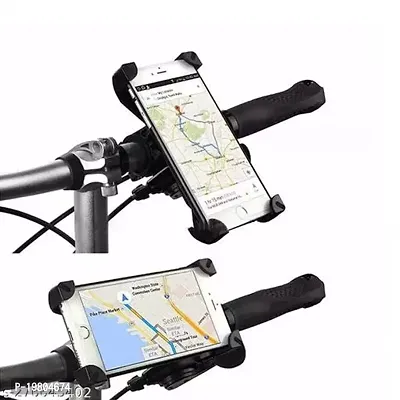 Universal 360 Degree Adjustable Mobile Phone Holder for Bicycle | Bike | Motorcycle | Ideal for Maps | Navigation | Charging - Black __11