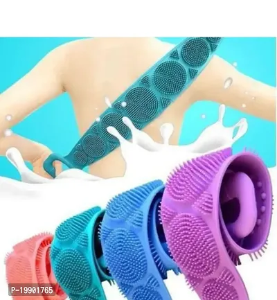 Silicone Body Back Scrubber Silicon Bath Brush Body Wash Brush Shower Loofah Belt Bath Belt Bathing Exfoliating Belt For Shower , Double Side Bathing Brush , For Skin Deep Cleaning Massage , For Dead-thumb4