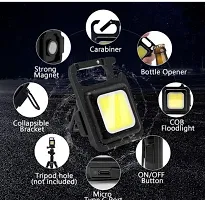 New Keychain LED - Light 2-Hours Battery Life with Bottle Opener, Magnetic Base and Folding Bracket Mini COB 500 Lumens Rechargeable Emergency Light (Square with 4 Modes, Aluminum)-thumb2