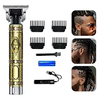 Max top Men's Hair Trimmer Heavy Quality Rechargeable Buddha Trimmer Machine, Professional full Metal Body Trimmer Cum Outliner, T-Blade Bald Beard Shaver, Buddha Design Hair Clipper Trimmer (Golden)-thumb1