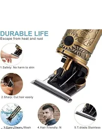 Max top Men's Hair Trimmer Heavy Quality Rechargeable Buddha Trimmer Machine, Professional full Metal Body Trimmer Cum Outliner, T-Blade Bald Beard Shaver, Buddha Design Hair Clipper Trimmer (Golden)-thumb3