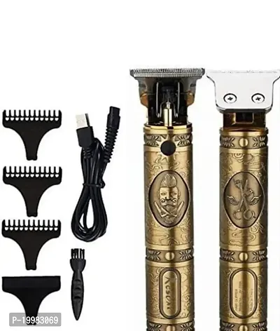 Max top Men's Hair Trimmer Heavy Quality Rechargeable Buddha Trimmer Machine, Professional full Metal Body Trimmer Cum Outliner, T-Blade Bald Beard Shaver, Buddha Design Hair Clipper Trimmer (Golden)-thumb3