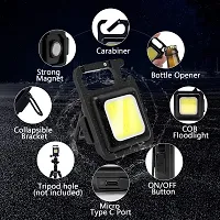 Rechargeable LED COB Mini Flashlights Bright light with keychain Torch LED Front Rear Light Combo-thumb2