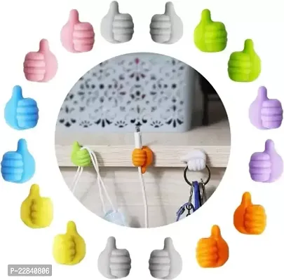 10 Pcs Thumb Shape Key Hooks Multifunctional Clip Holder Small Hand Wall Hooks Cute Car Adhesive Hooks Personalized Creative Non-Marking Silicone Hooks for Key Towel Cable Home Office Car Desk-thumb0