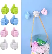 10 Pcs Thumb Shape Key Hooks Multifunctional Clip Holder Small Hand Wall Hooks Cute Car Adhesive Hooks Personalized Creative Non-Marking Silicone Hooks for Key Towel Cable Home Office Car Desk-thumb1