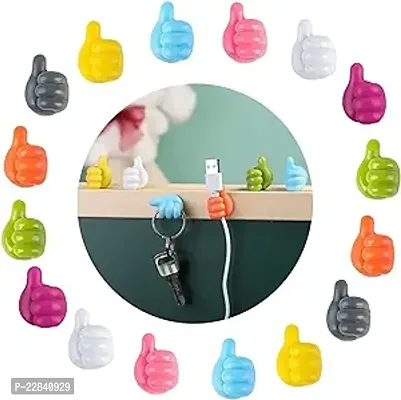 Thumb Hooks Silicone, 10 Pcs Self Adhesive Thumb Hook Wall Hangers for Cable Clip Key Hat Makeup Brush Holder-thumb0