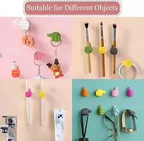 Thumb Hooks Silicone, 10 Pcs Self Adhesive Thumb Hook Wall Hangers for Cable Clip Key Hat Makeup Brush Holder-thumb1