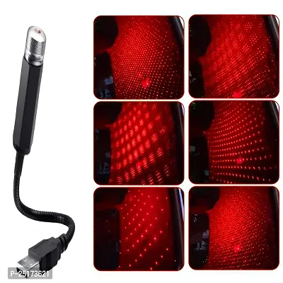 USB Car Interior Star Projector Night Light - Atmospheres Decoration (Red, Black)-thumb0
