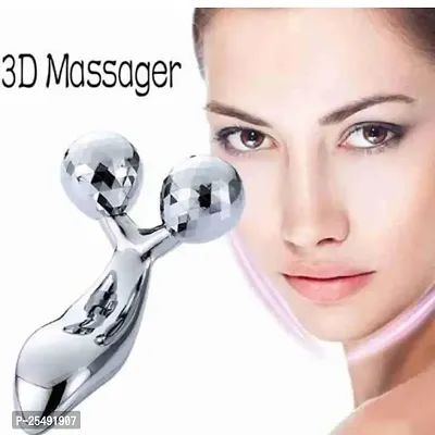 3D Massager Roller 360 Rotate Face Full Body Shape for Skin Lifting Wrinkle Remover Facial Massage Relaxation Tool, 15.5 x 9.5 x 5 cm, Silver-thumb3