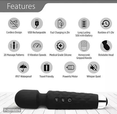 Waterproof-any color Rechargeable Personal Body Massager for Women | Cordless Handheld Wand Vibrate Machine with 20 Vibration Modes  8 Speed Patterns-thumb3