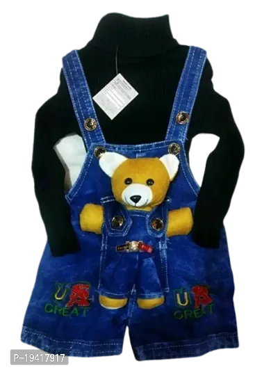 Stylish Cotton Hosiery Printed Dungaree Set For Baby Boys