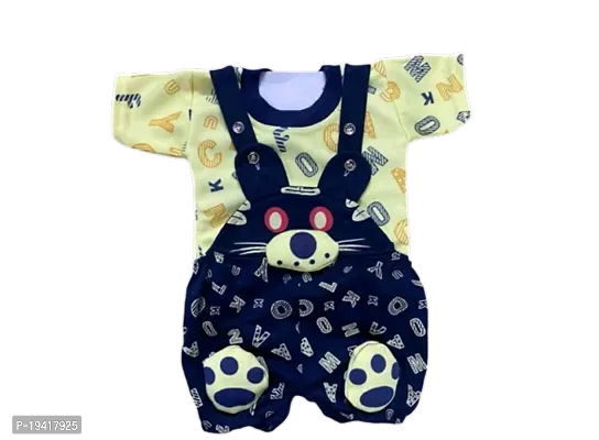 Stylish Cotton Hosiery Printed Dungaree Set For Baby Boys