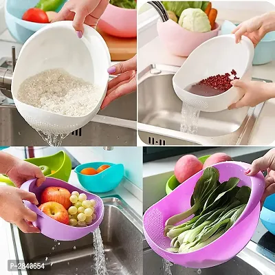 Wash Rice Rinse Fruit Vegetables Basin Stainer  Sieve Bowl Drainer (Assorted) - 1 Piece