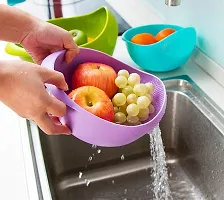 Wash Rice Rinse Fruit Vegetables Basin Stainer  Sieve Bowl Drainer (Assorted) - 1 Piece-thumb1