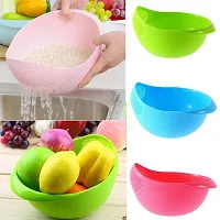 Wash Rice Rinse Fruit Vegetables Basin Stainer  Sieve Bowl Drainer (Assorted) - 1 Piece-thumb2