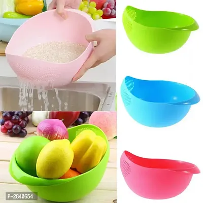 Wash Rice Rinse Fruit Vegetables Basin Stainer  Sieve Bowl Drainer (Assorted) - 1 Piece-thumb3