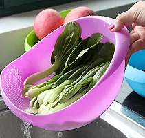 Wash Rice Rinse Fruit Vegetables Basin Stainer  Sieve Bowl Drainer (Assorted) - 1 Piece-thumb3