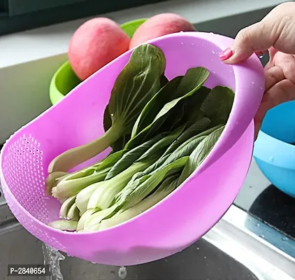 Wash Rice Rinse Fruit Vegetables Basin Stainer  Sieve Bowl Drainer (Assorted) - 1 Piece-thumb4