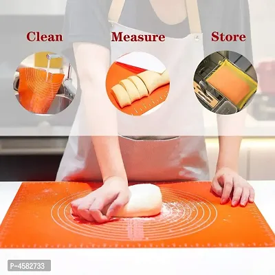 K Kudos Enterprise Multipurpose Orange Silicone Foldable Non Stick Washable  Reusable Baking Mat (1 Pc)-thumb4