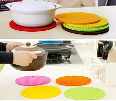 K Kudos Enterprise Multipurpose Silicon Round Hot Mat for Kitchen and Dining/Hot Plate Stand, Set of 3 - Multicolor-thumb1