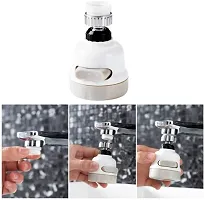 K Kudos Enterprise Flexible Kitchen Tap Head Movable Sink Faucet 360deg; Rotatable ABS Sprayer Removable Anti-Splash Adjustable Filter Nozzle Swivel Water Saving 3 Modes Kitchen Tap - White-Grey-thumb2