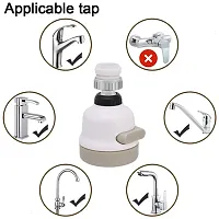 K Kudos Enterprise Flexible Kitchen Tap Head Movable Sink Faucet 360deg; Rotatable ABS Sprayer Removable Anti-Splash Adjustable Filter Nozzle Swivel Water Saving 3 Modes Kitchen Tap - White-Grey-thumb3