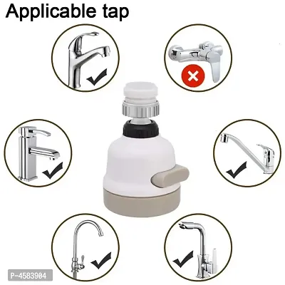 K Kudos Enterprise Flexible Kitchen Tap Head Movable Sink Faucet 360deg; Rotatable ABS Sprayer Removable Anti-Splash Adjustable Filter Nozzle Swivel Water Saving 3 Modes Kitchen Tap - White-Grey-thumb4