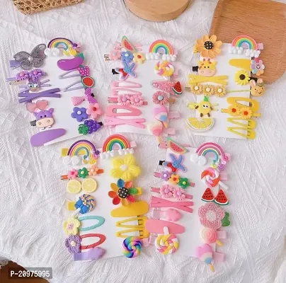 KK CREATIONS random 14 pcs of Multi Unicorn Ice Cream Hair Clips for baby girls ( multicolor)