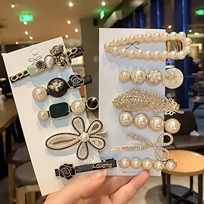 KK CREATIONS 11 PCS OF AND PEARL AND STONE KOREAN STYLE HAIR ACCESSORIES FOR WOMEN