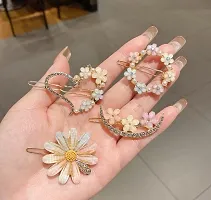 KK CREATIONS Korean 4 pcs Fancy pearl resin acrylic rhinestone bobby hairpins For Girl And Women-thumb1