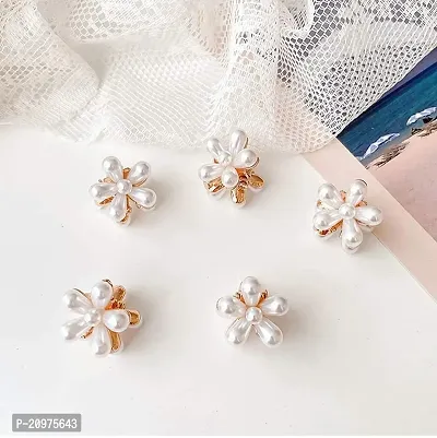 KK CREATIONS SMALL MINI PEARL FLOWER HAIR CLIP/PIN FOR WOMEN,GIRLS AND TEENAGER (SET OF 6 PCS)-thumb2