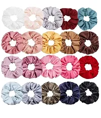 KK CREATIONS 12 pcs of multicolor satin silky round shape hair scrunchies for women-thumb1