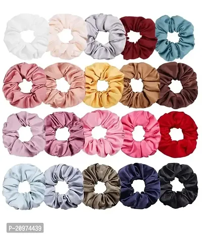 KK CREATIONS 12 pcs of multicolor satin silky round shape hair scrunchies for women-thumb2