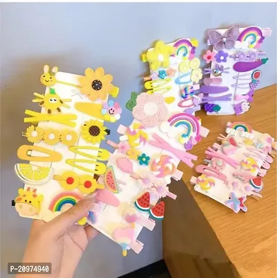 KK CREATIONS 14 Pcs of rendom color Multi Unicorn Ice Cream Hair Clips Set Baby Hairpin For Kids Girls Toddler Barrettes Hair Accessories (Rendom Colour)