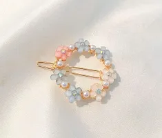 KK CREATIONS Korean 4 pcs Fancy pearl resin acrylic rhinestone bobby hairpins For Girl And Women-thumb2