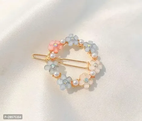 KK CREATIONS Korean 4 pcs Fancy pearl resin acrylic rhinestone bobby hairpins For Girl And Women-thumb3