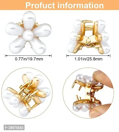 KK CREATIONS SMALL MINI PEARL FLOWER HAIR CLIP/PIN FOR WOMEN,GIRLS AND TEENAGER (SET OF 6 PCS)-thumb3