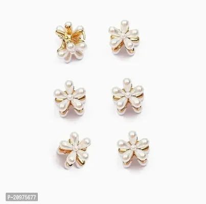 KK CREATIONS MINI SIZE FANCY PEWARL FLOWER HAIR CLIP/PIN FOR WOMWN,GIRLS AND TEENAGERS (SET OF 6PCS)