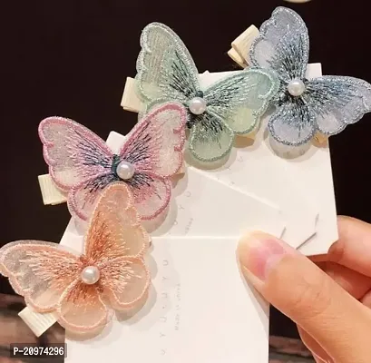 KK CREATIONS 4 PCS OF MULTICOLOR FANCY BUTTERFLY HAIR CLIPS FOR BABY GIRLS, GIRLS AND TEENAGERS-thumb0