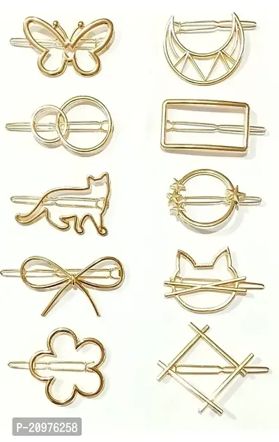 KK CREATIONS RANDOM 6 PCS OF METALIC KOREAN STYLE DIFFERENT SHAPE HAIR LOCK PIN/ CLIPS FOR WOMEN ( RANDOM ANY 6 PCS )