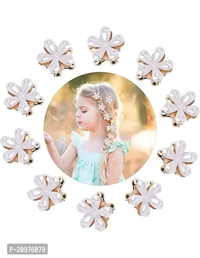 KK CREATIONS 10 PCS OF MINI PEARL FLOWER HAIR CLIP/PIN FOR WOMEN, GIRLS AND TEENAGER