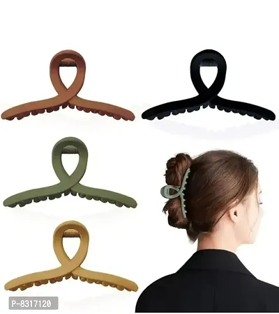 4 Piece Butterfly Matte Hair Claw Hair Clutch For Open  Bun hairstyle Hair Claw for Thick Hair , ( 4 pieces , Multicolor )
