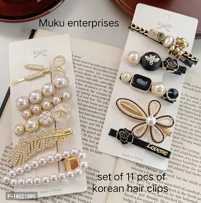 11Piece Korean Style Pearl Barrettes Womens Set Hairpin Korean Style Hair Clip for Girls  Women Marble Alligator Babby Pins Duckbilled Headdress Jewelry Hair Accessories