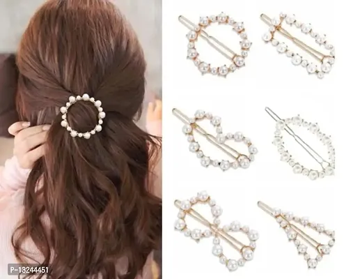6 Pcs Pearl Hair Clips for Women rhinestone Crystal Letter Hair Pins for Girls Women Golden Crystal Hair Pin Hair Clip Fancy Jewellery Lock Pin Hair Accessories