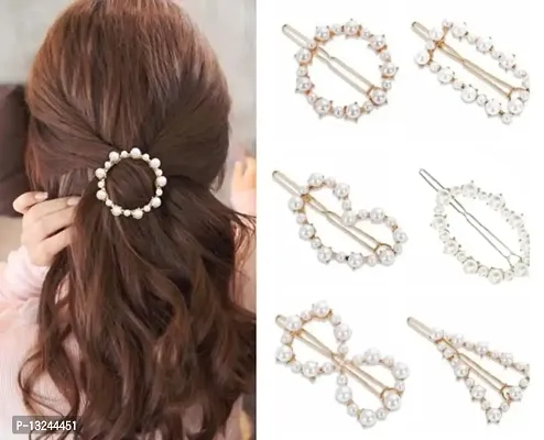 6 Pcs Pearl Hair Clips for Women rhinestone Crystal Letter Hair Pins for Girls Women Golden Crystal Hair Pin Hair Clip Fancy Jewellery Lock Pin Hair Accessories-thumb0