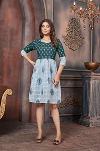 Rich Liner Western Dresses for Women |A-Line Knee-Length Dress | Indo Western Dress for Women| Short Dress (Large, Dark Grey)-thumb1