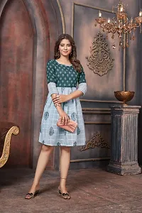 Rich Liner Western Dresses for Women |A-Line Knee-Length Dress | Indo Western Dress for Women| Short Dress (Large, Dark Grey)-thumb2