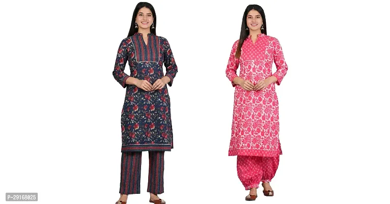 Printed and Stylish Comfortable Kurta and bottom set Brown and Magenta Color Pack of 2